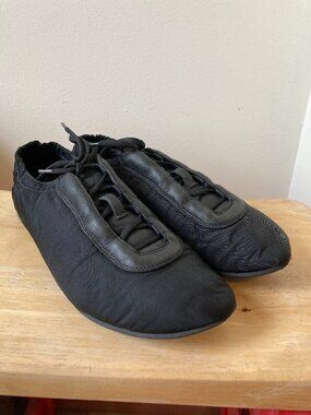 Prada Black Nylon Leather Womens Sneaker US 8.5 - 9 Ballerina Used Good y2k